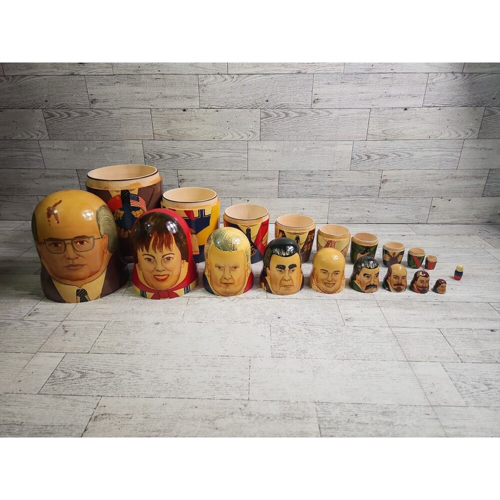 Vintage Russian Soviet Political Leaders Nesting Dolls Matryoshka Made In USSR
